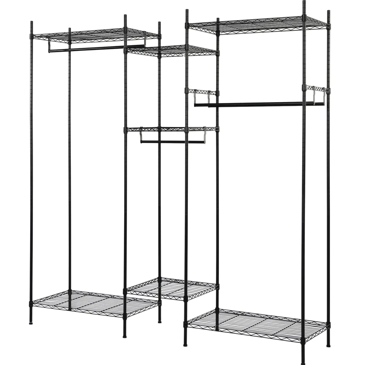 5-stufiges Kleiderregal Robuster Kleiderschrank mit großer Kapazität 189 x 45 x 195 cm Schwarz