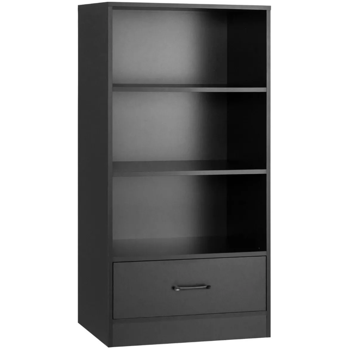4-Stufiges Lagerregal Holzregal mit Schublade Bücherregal 60 x 38 x 120 cm Schwarz