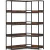 5-stufiges L-förmiges Bücherregal Eckbücherregal Industrielles offenes Lagerregal Rustikal Braun