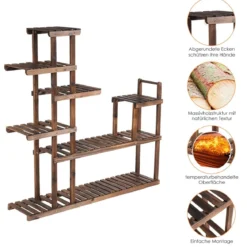7-stufiges Pflanzenregal Pflanzenständer Multifunktionales Holzregal braun 130,5 x 60 x 25 cm