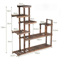 7-stufiges Pflanzenregal Pflanzenständer Multifunktionales Holzregal braun 130,5 x 60 x 25 cm
