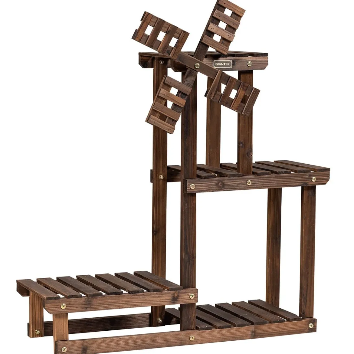 4-stufiges Pflanzenregal Rustikaler hölzerner Pflanzenständer 75 x 25 x 71 cm Braun