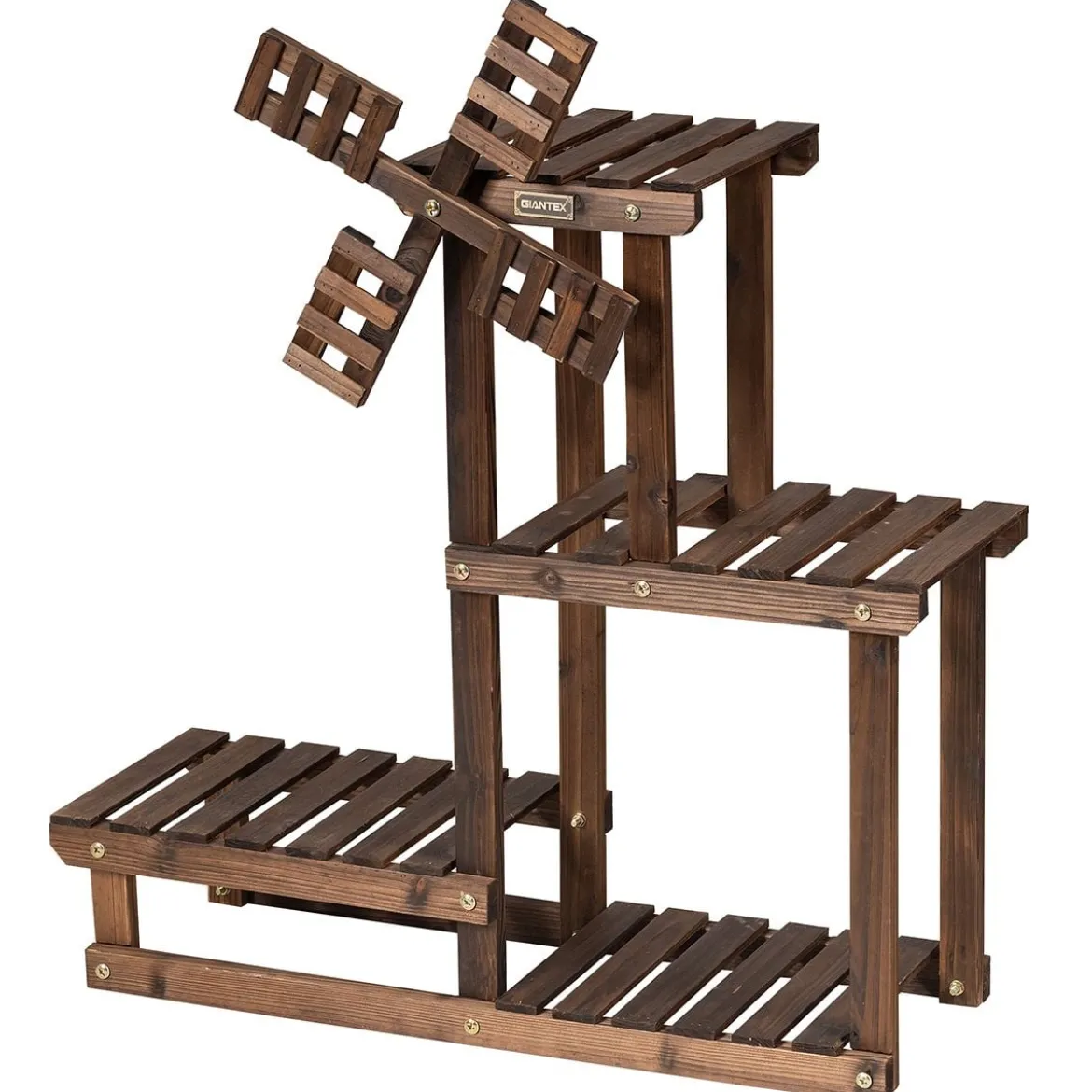 4-stufiges Pflanzenregal Rustikaler hölzerner Pflanzenständer 75 x 25 x 71 cm Braun