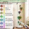 6-stufiges Pflanzenständer mit LED-Beleuchtung & Rollen Blumenständer Pflanzenregal Weiß + Gold