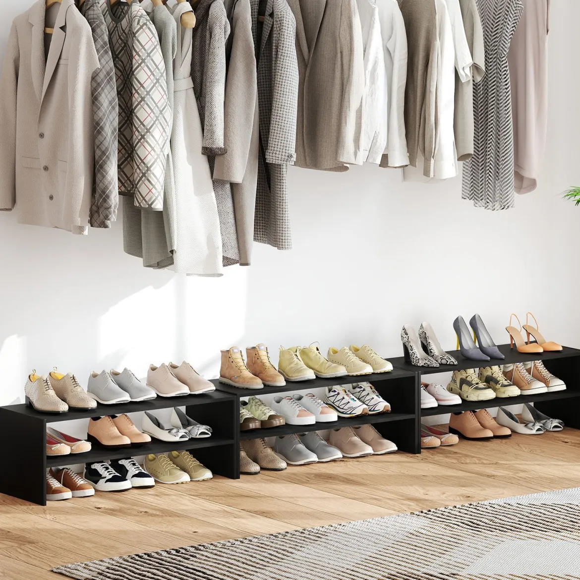 6-stufiges Schuhregal Stapelbarer Schuhorganizer Holzschuhregal mit Anti-Kipp-Vorrichtung