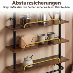 3-stufiges schwebendes Rohrregal Wandregal mit 4 S-förmigen Haken 80,5 x 24 x 97 cm ohne Beleuchtung