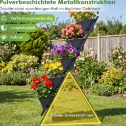 5-Stufiges Vertikale Hochbeet Pflanzenbeet mit 5 Herausnehmbaren Blumenkästen Schwarz/Rot
