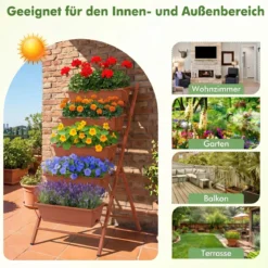 5-Stufiges Vertikale Hochbeet Pflanzenbeet mit 5 Herausnehmbaren Blumenkästen Schwarz/Rot