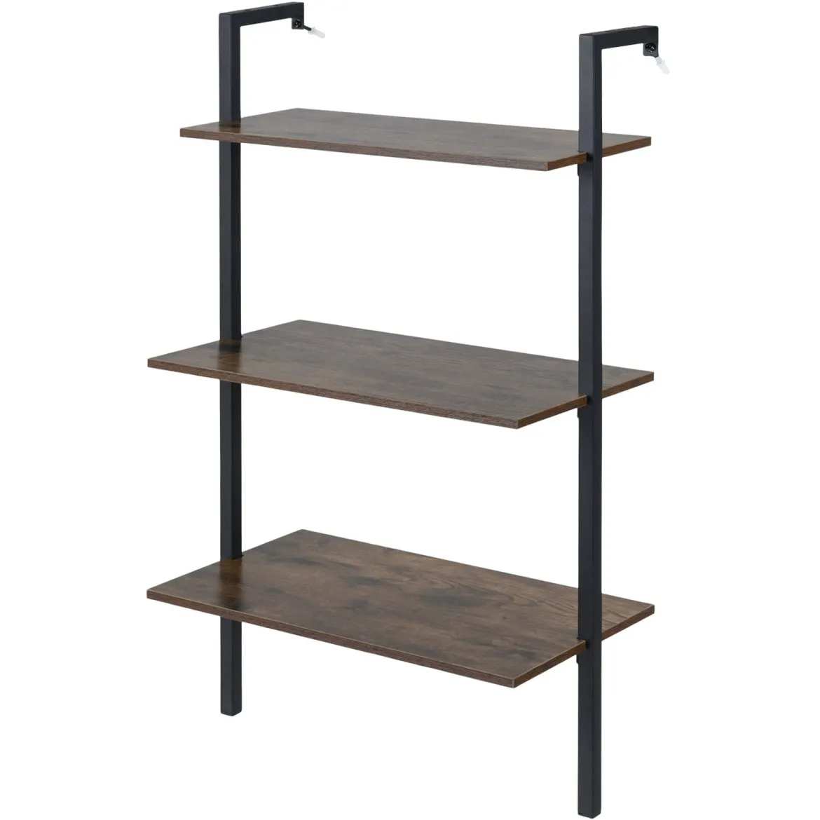 3-stufiges Wandregal mit Metallrahmen Hängeregal Wandmontiertes Bücherregal Braun