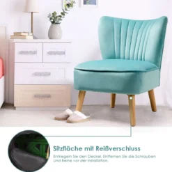 Stuhl mit Massivholzbeinen luxuriöser Samtstoff 55 x 70 x 77,5 cm Grün