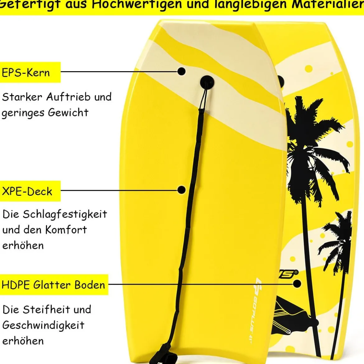 Sup Board Kinder Bodyboard Surfbrett Surfboard Gelb 104 x 52 x 6 cm