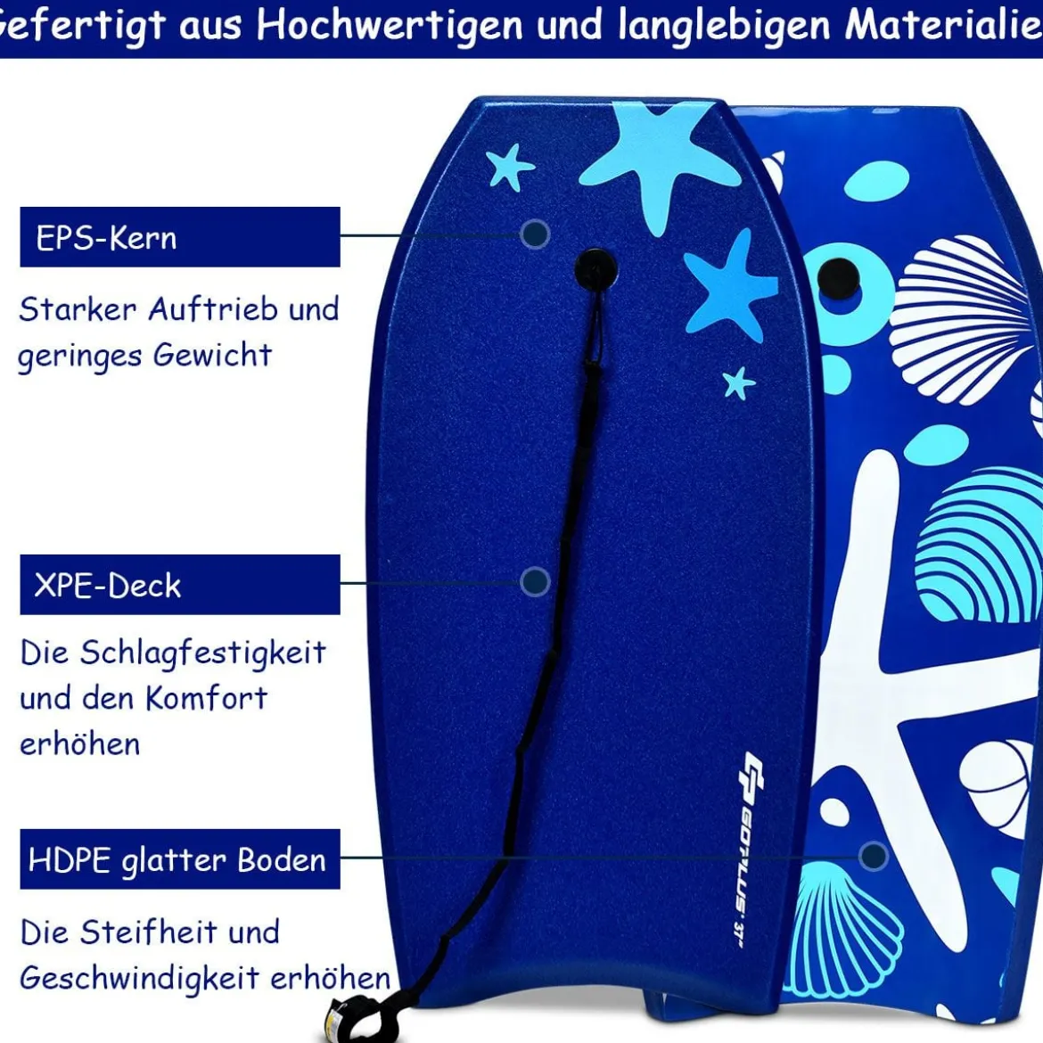 Sup Board Kinder Bodyboard Surfbrett Surfboard Dunkelblau 104 x 52 x 6 cm