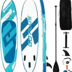 SUP Board zum Stehen Paddeln und Surfen Aufblasbares Stand Up Board 305 x 76 x 15 cm Blau + Weiß