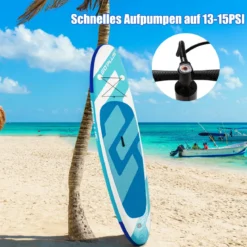 SUP Board zum Stehen Paddeln und Surfen Aufblasbares Stand Up Board 305 x 76 x 15 cm Blau + Weiß