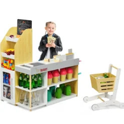 Supermarkt-Spielset mit Einkaufswagen Kinderkassierenspielzeug Rollenspiel supermarkt für kinder