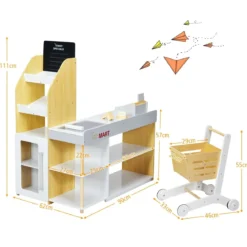 Supermarkt-Spielset mit Einkaufswagen Kinderkassierenspielzeug Rollenspiel supermarkt für kinder