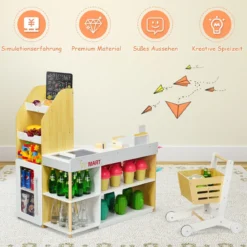 Supermarkt-Spielset mit Einkaufswagen Kinderkassierenspielzeug Rollenspiel supermarkt für kinder