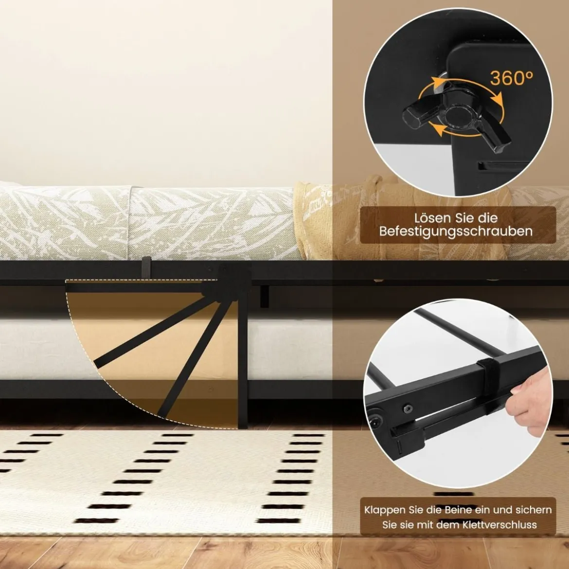Tagesbett ausziehbar Ausziehbett 90 x 200 cm Gästebett mit Lattenrost Bettgestell für Schlafzimmer bis 220 kg belastbar