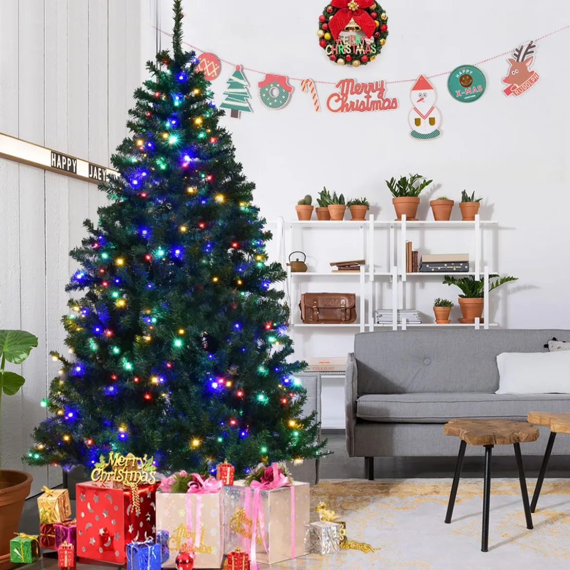Tannenbaum Künstlicher Weihnachtsbaum mit LED-Lichterketten Christbaum 120/180/210/240/270 cm Grün