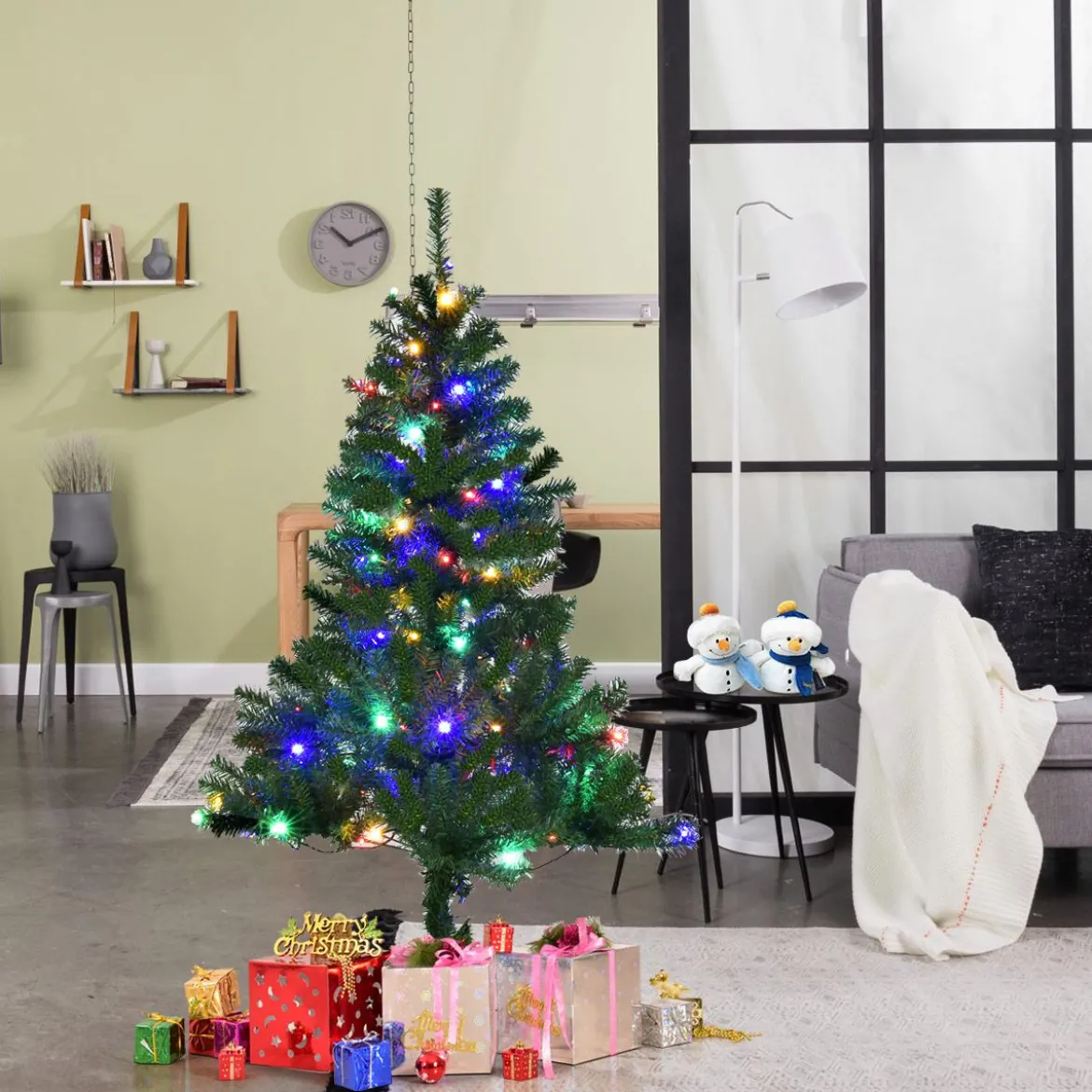 Tannenbaum Künstlicher Weihnachtsbaum mit LED-Lichterketten Christbaum 120/180/210/240/270 cm Grün