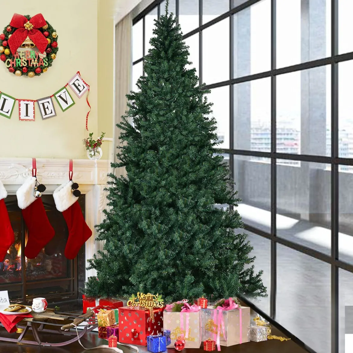 Tannenbaum Künstlicher Weihnachtsbaum mit LED-Lichterketten Christbaum 120/180/210/240/270 cm Grün