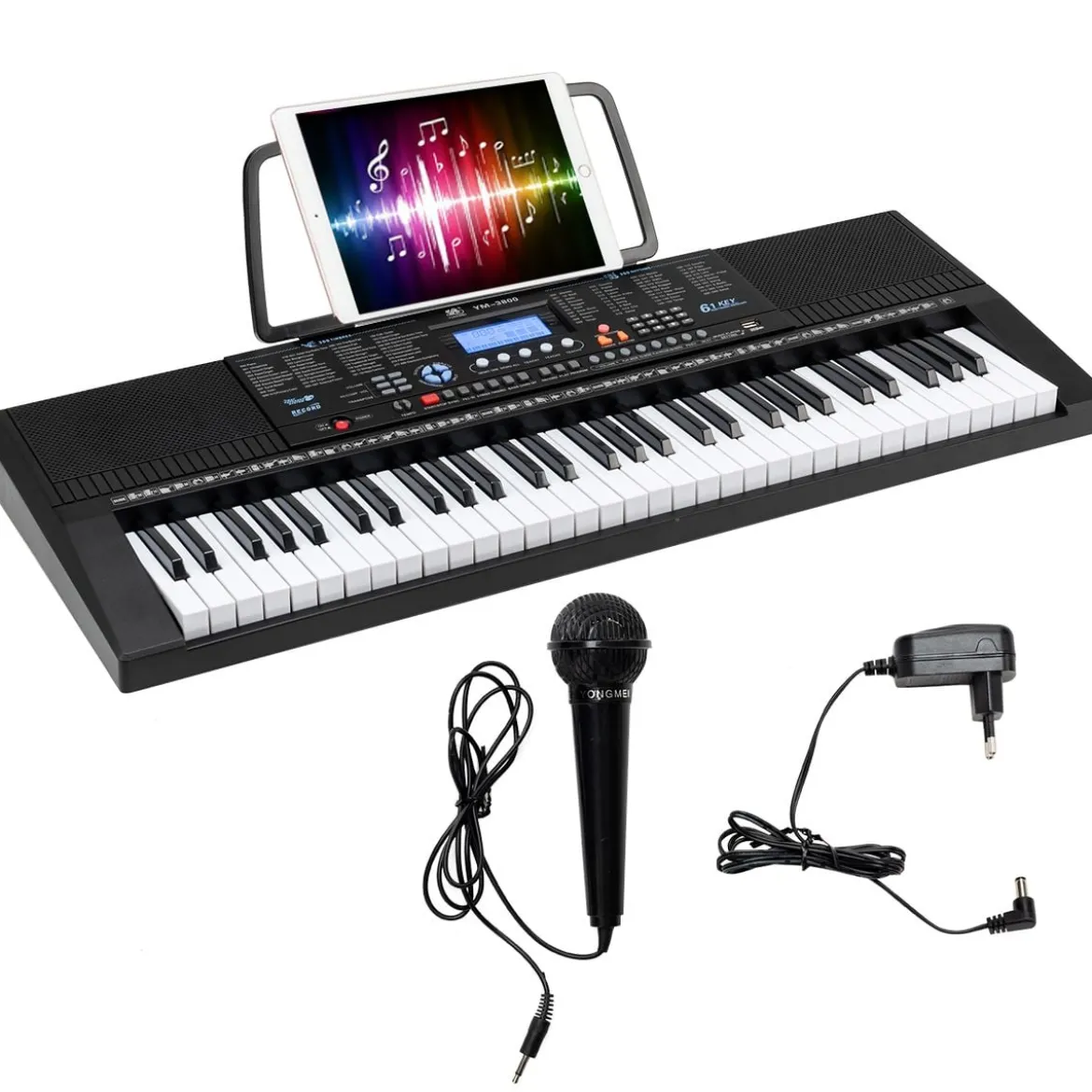 61 Tastatur Elektrisches Keyboard mit Notenständer Mikrofon Digital Piano