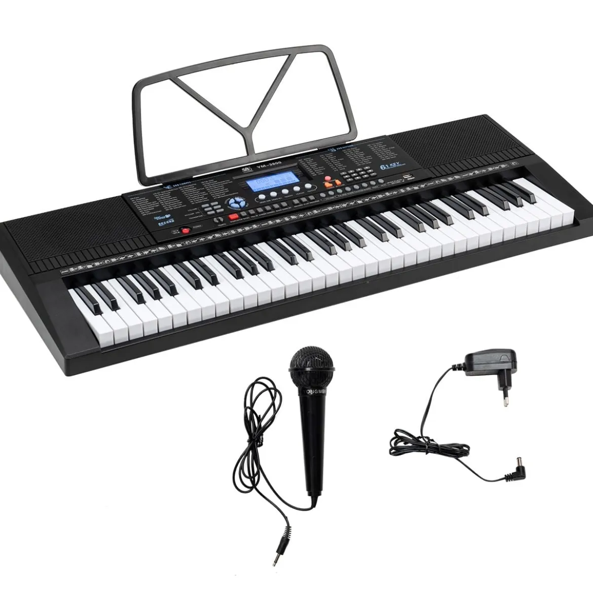 61 Tastatur Elektrisches Keyboard mit Notenständer Mikrofon Digital Piano