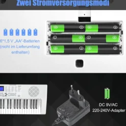 61 Tastatur Elektroklavier Digitale Keyboard Tragbar 83 x 27,5 x 9 cm Weiß