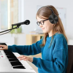61 Tastatur Elektroklavier Digitale Keyboard Tragbar 83 x 27,5 x 9 cm Weiß