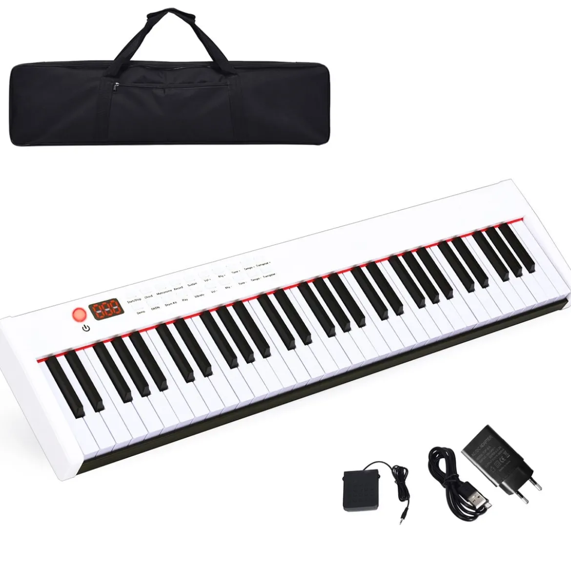 61-Tasten digitale Keyboard elektrisches Klavier mit Tragetasche 90 x 21 x 6 cm Weiß