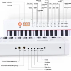 61-Tasten digitale Keyboard elektrisches Klavier mit Tragetasche 90 x 21 x 6 cm Weiß
