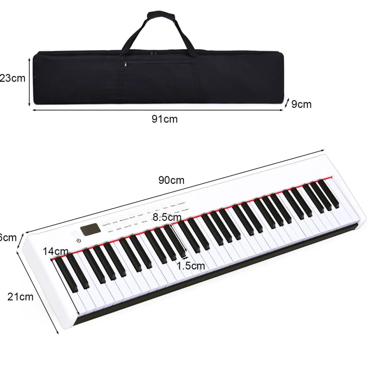 61-Tasten digitale Keyboard elektrisches Klavier mit Tragetasche 90 x 21 x 6 cm Weiß