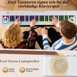 88 Tasten Digitales Klavier tragbares Vollformat Elektrisches Keyboard Schwarz/Hellbraun/Weiß