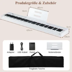88 Tasten Digitales Klavier tragbares Vollformat Elektrisches Keyboard Schwarz/Hellbraun/Weiß