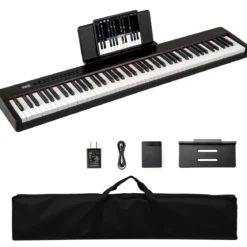 88 Tasten Digitales Klavier tragbares Vollformat Elektrisches Keyboard Schwarz/Hellbraun/Weiß