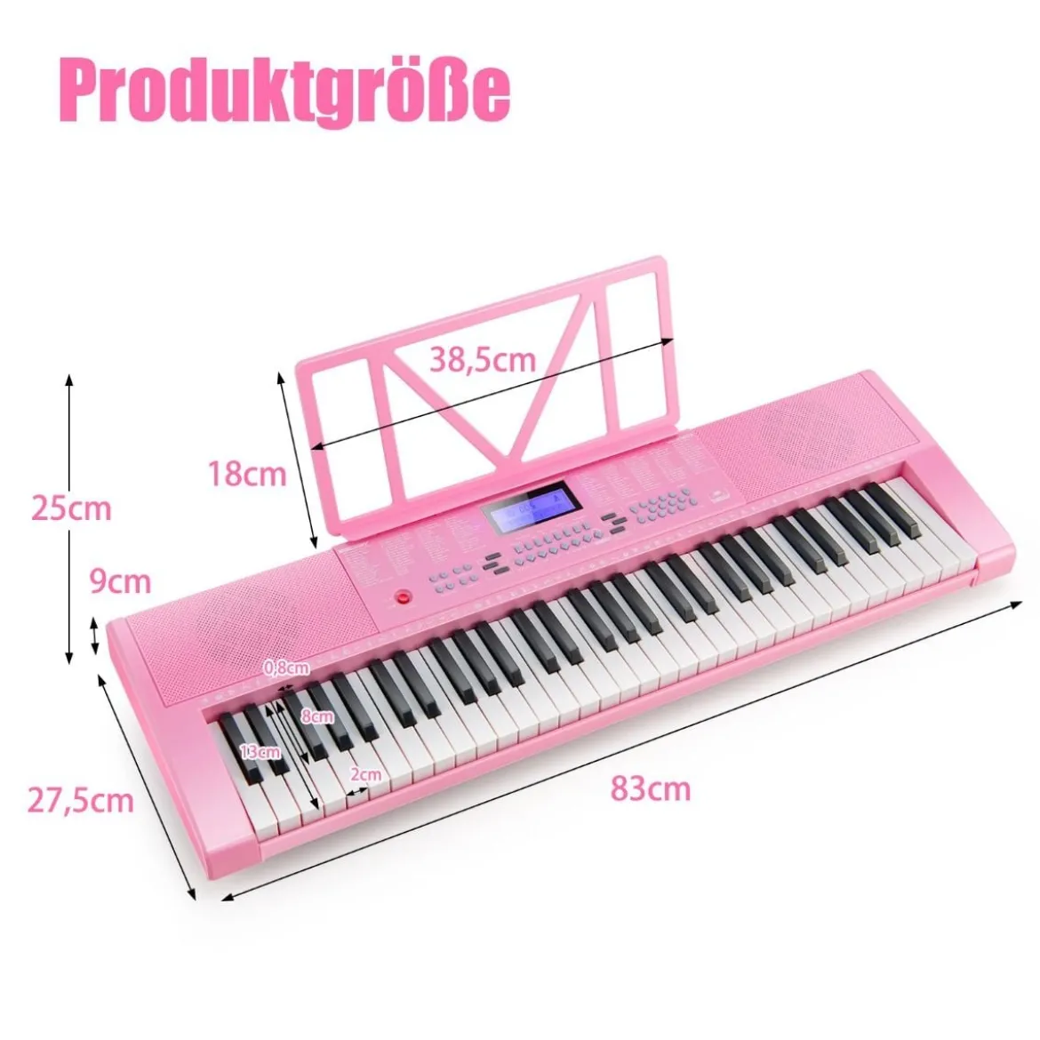 61-Tasten-Digitalpiano Elektrisches Keyboard für Kinder 83 x 27,5 x 9 cm Rosa