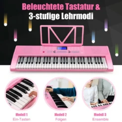 61-Tasten-Digitalpiano Elektrisches Keyboard für Kinder 83 x 27,5 x 9 cm Rosa