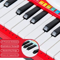 37 Tasten Digital-Piano für Kinder Tragbares Klavier Spielzeug 48 x 20 x 38 cm Rot