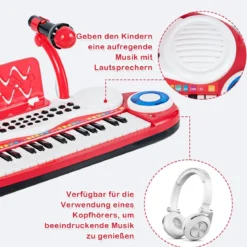 37 Tasten Digital-Piano für Kinder Tragbares Klavier Spielzeug 48 x 20 x 38 cm Rot