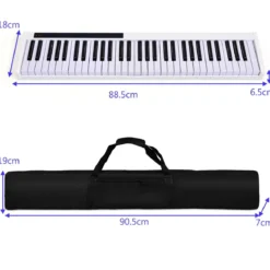 61-Tasten-Digitalpiano hochwertiges mit Tragetasche elektronisches Keyboard 88,5 x 18 x 6,5 cm Weiß