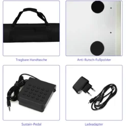 61-Tasten-Digitalpiano hochwertiges mit Tragetasche elektronisches Keyboard 88,5 x 18 x 6,5 cm Weiß