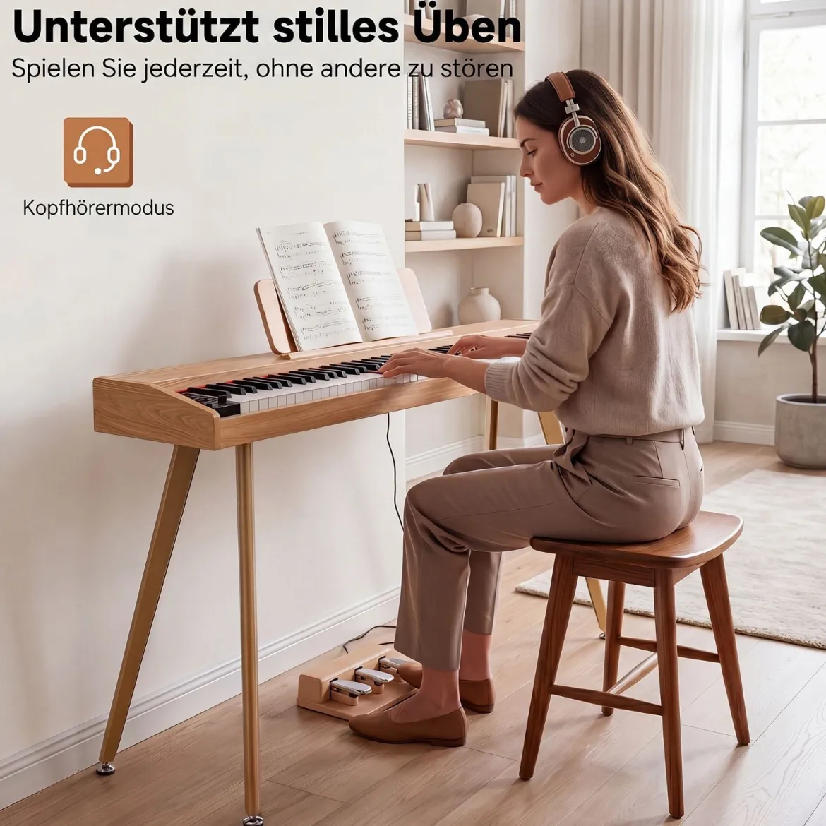88 Tasten Digitalpiano mit Ständer E-Piano mit Halbgewichteter Tastatur 3 Pedalen 80 Demos