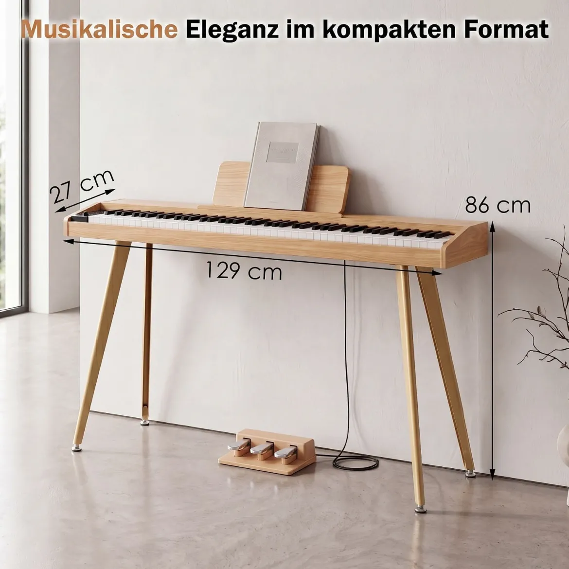 88 Tasten Digitalpiano mit Ständer E-Piano mit Halbgewichteter Tastatur 3 Pedalen 80 Demos