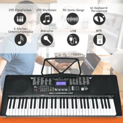 61-Tasten-Elektroklavier Digitale Keyboard tragbares Musikinstrument Schwarz + Weiß