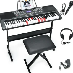 61-Tasten-Elektroklavier Digitale Keyboard tragbares Musikinstrument Schwarz + Weiß