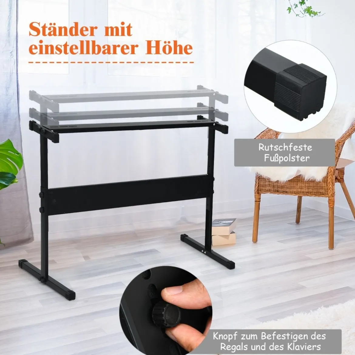61-Tasten-Elektroklavier tragbares Musikinstrument Digitale Keyboard Schwarz + Weiß
