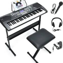 61-Tasten-Elektroklavier tragbares Musikinstrument Digitale Keyboard Schwarz + Weiß