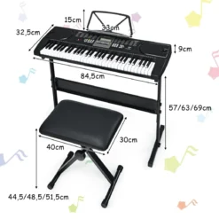 61-Tasten-Elektroklavier tragbares Musikinstrument Digitale Keyboard Schwarz + Weiß