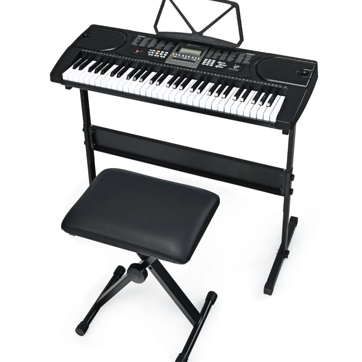 61-Tasten-Elektroklavier tragbares Musikinstrument Digitale Keyboard Schwarz + Weiß
