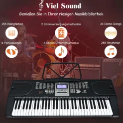 61-Tasten-Elektroklavier tragbares Musikinstrument Digitale Keyboard Schwarz + Weiß